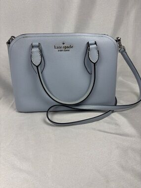 kate spade light blue leather crossbody satchel